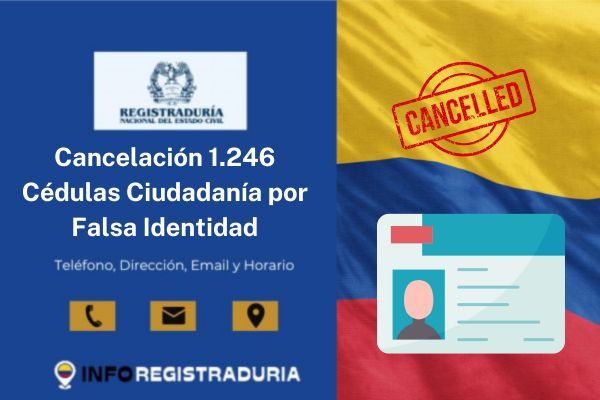 Cancelación 1.246 Cédulas Ciudadanía por Falsa Identidad